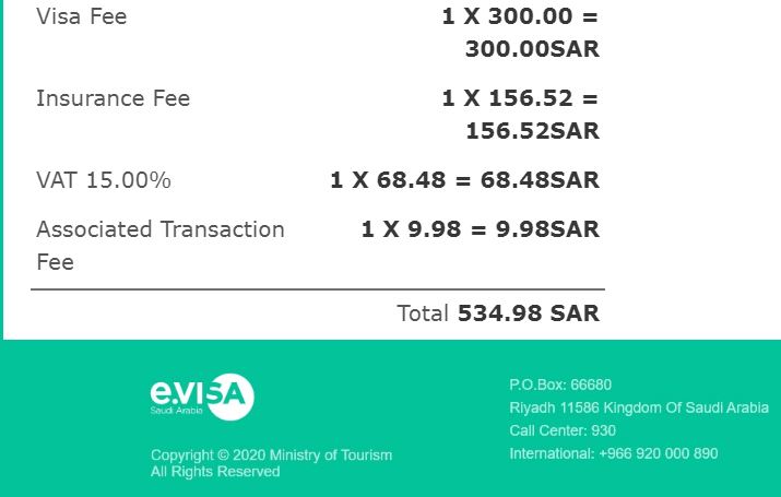 Coste visado online Arabia Saudita